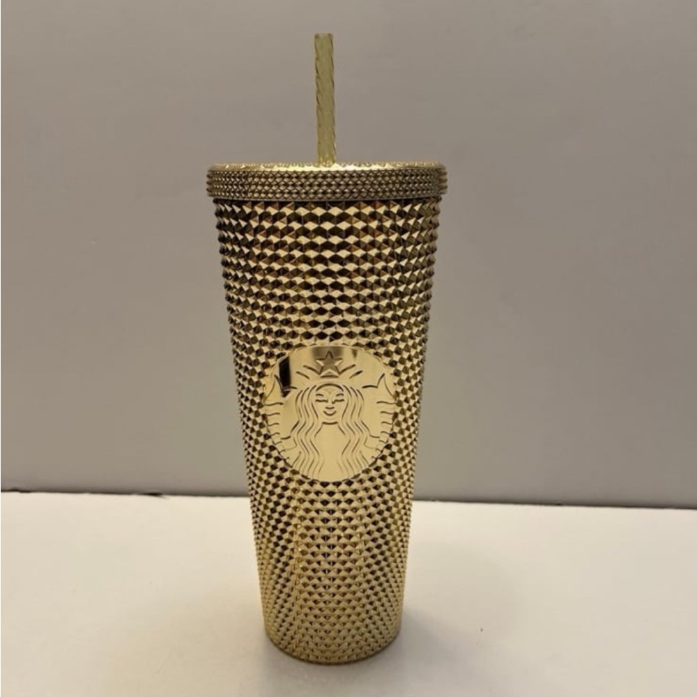 Starbucks Metallic Gold Tumbler with Straw